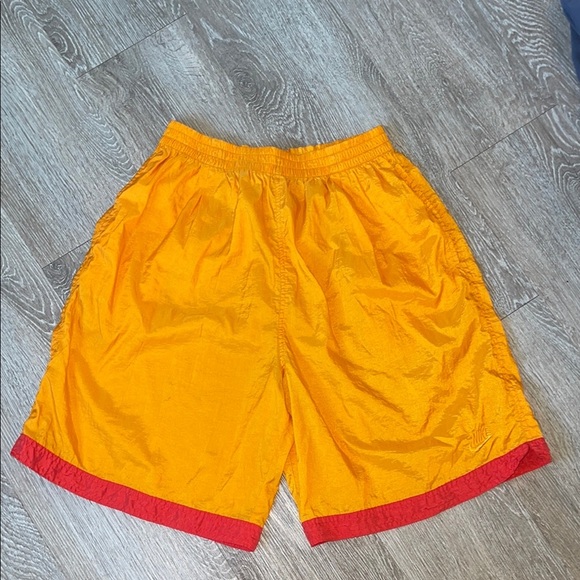 Vintage 90s Nike Orange and red Athletic Shorts with Red Trim - Picture 1 of 8